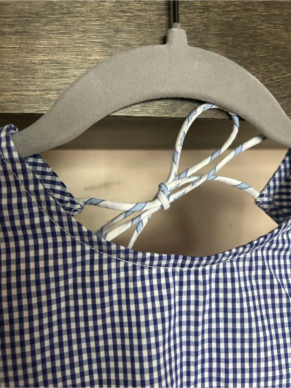 J. Crew Blue Gingham Backless Midi Dress